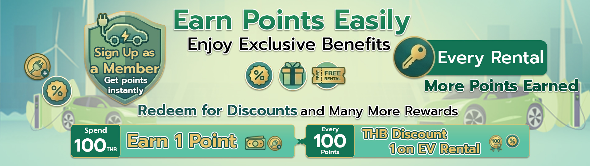 Sign up for membership and receive an instant 100 baht discount.